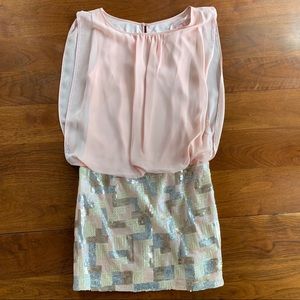 Worn once Aiden Mattox pastel pink sequin dress